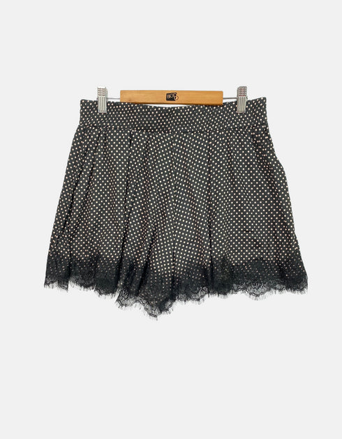 Polka Dot High-Waisted Shorts with Lace Trim